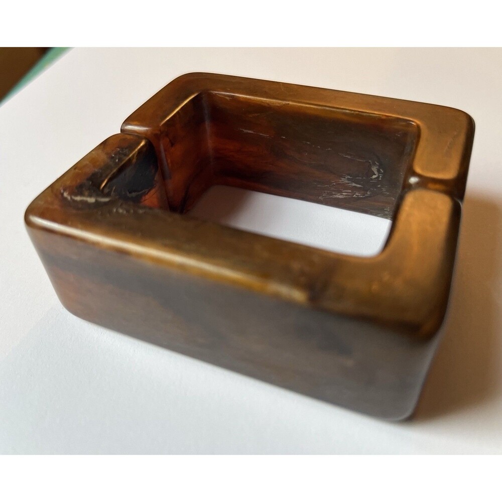 Brutalist Minimalist Faux Tortoise Square Magnetic Bracelet Sculptural Bold